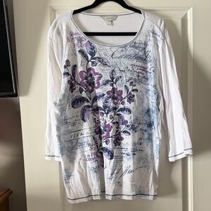 CJ Banks White and Purple Long Sleeve Tee